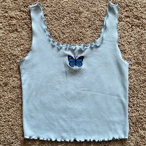Blue Butterfly Crop Top